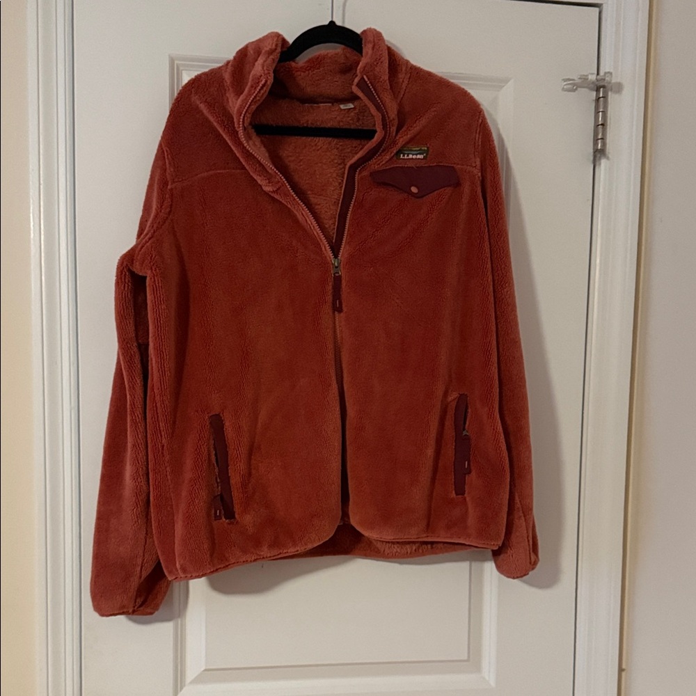 Ll bean pink and maroon fleece zip up sz XL Extra large